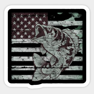 Fishing Camouflage US American Flag Bass Fish Design Sticker